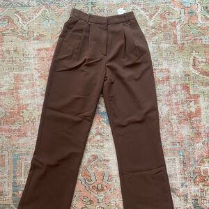Brown Pleated Trousers, Size 27 Long